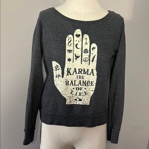 Karma The Balance Of Life Medium Crewneck Gray Sweatshirt
